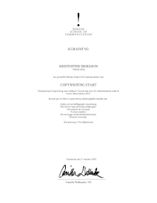 Kursintyg från Berghs - Copywriting Start